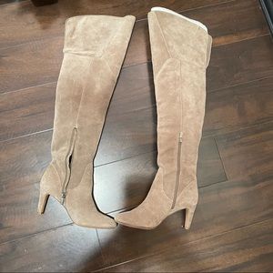 Vince Camuto beige suede over the knee boots